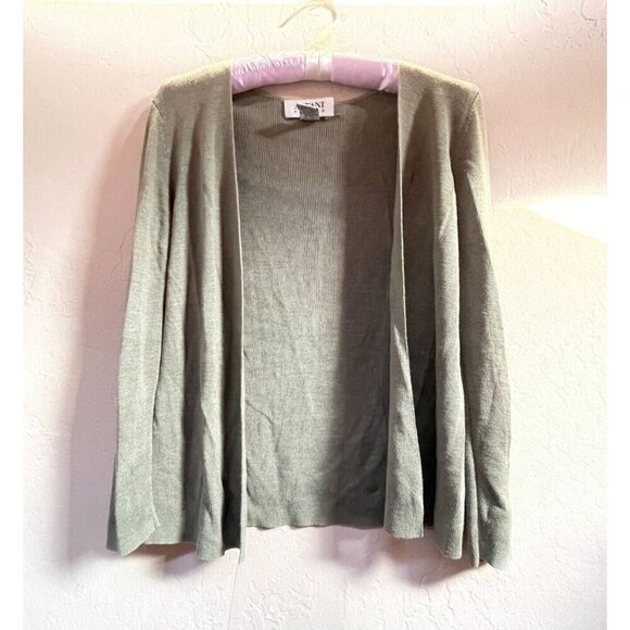 Alfani Petite Womens Size PP Silk Open Front Knit Cardigan Sweater Olive Green - Picture 1 of 8